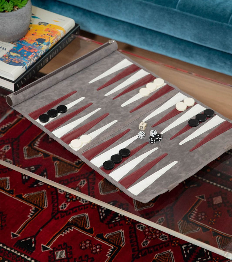 Backgammon de voyage en cuir