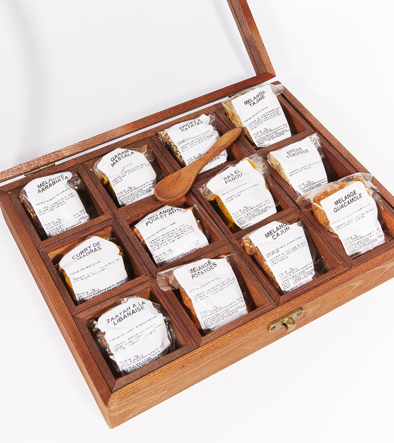 Boîte en bois à 12 mélanges d'épices