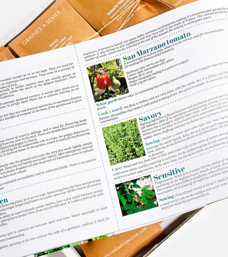 Le coffret de 52 sachets de graines Radis & Capucine