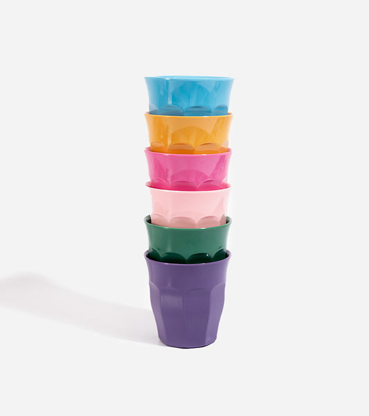 Set de 6 tasses en mélamine colorées