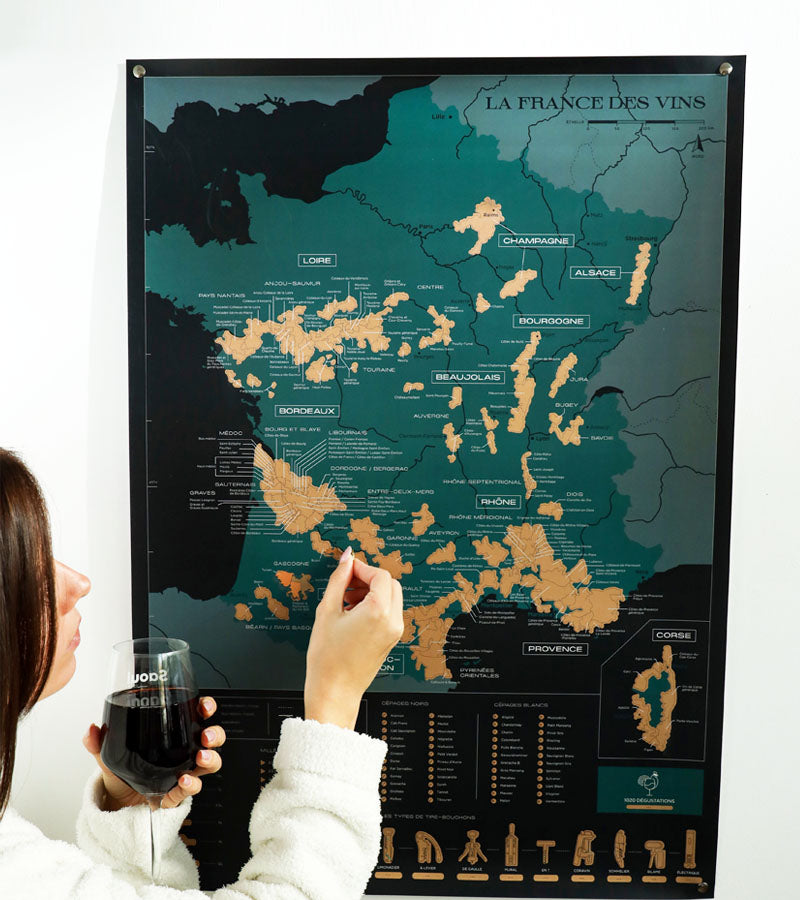 Carte des vins à gratter - Monde - Imagerie Murale - Encadrement