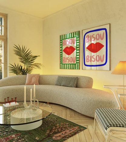 Bisou Bisou - Bleu - Affiche A3  Nephtys Illustrated