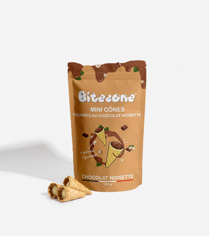 bitecone mini cône fourrés au chocolat noisette