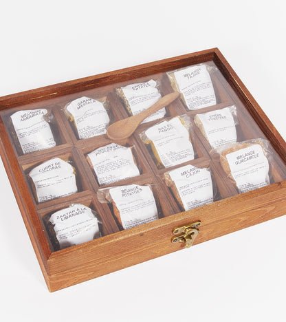 Boîte en bois à 12 mélanges d'épices
