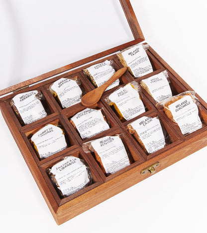 Boîte en bois à 12 mélanges d'épices