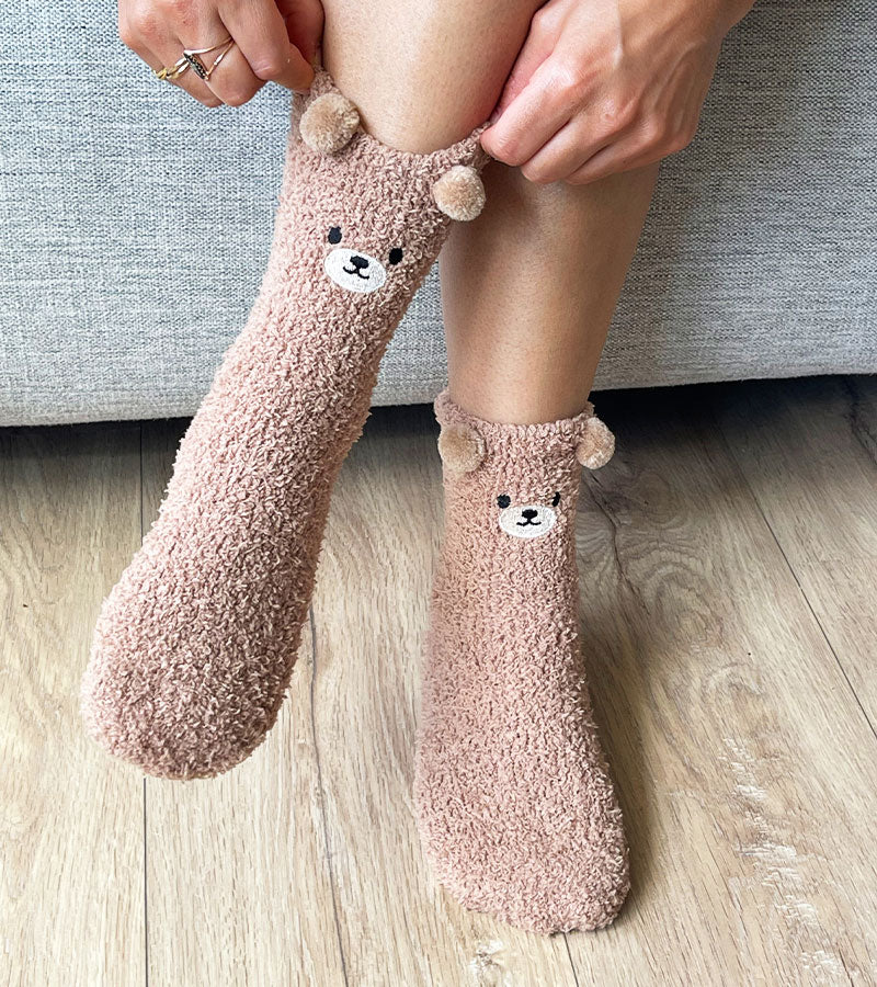 Chaussettes ourson en moumoute