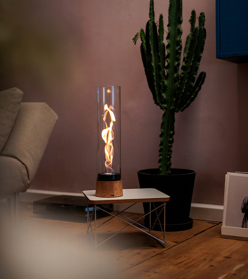 Cheminée de table portable SPIN air - Bois de chêne