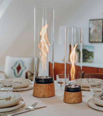 Cheminée de table portable SPIN air - Bois de chêne