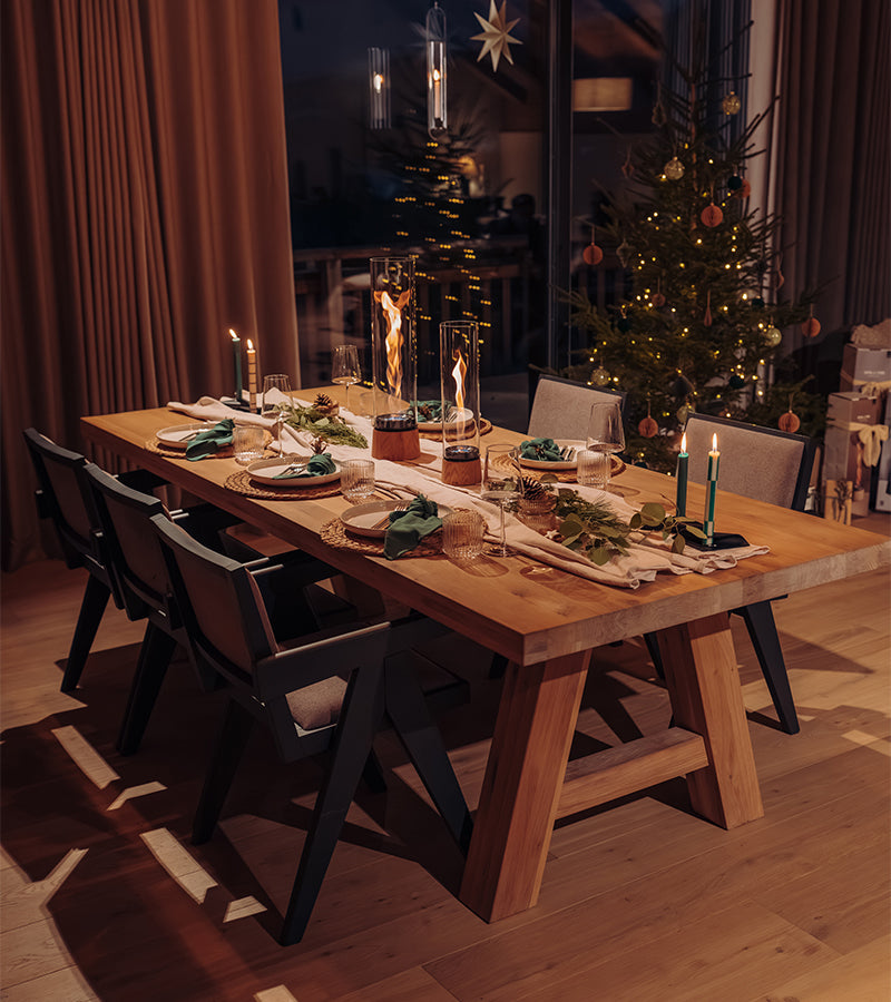 Cheminée de table portable SPIN air - Bois de chêne