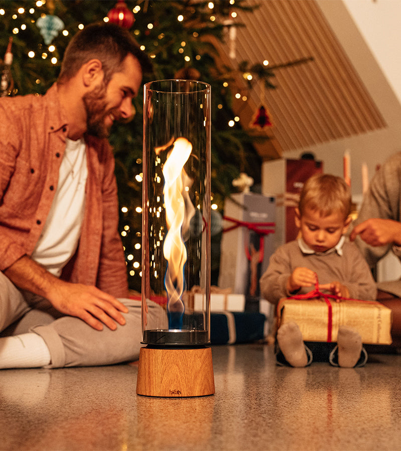 Cheminée de table portable SPIN air - Bois de chêne