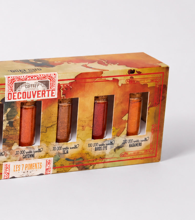 Coffret des 7 piments du monde - Echelle de Scoville
