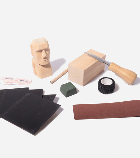 Kit de sculpture Moai en bois