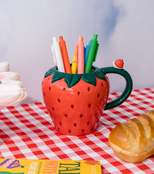 Mug fraise en céramique en 3D