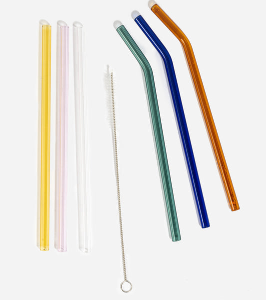 Pailles multicolores réutilisables en verre 