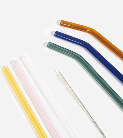 Pailles multicolores réutilisables en verre 