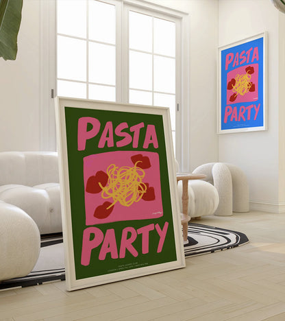 Pasta party - Bleu - Affiche A3