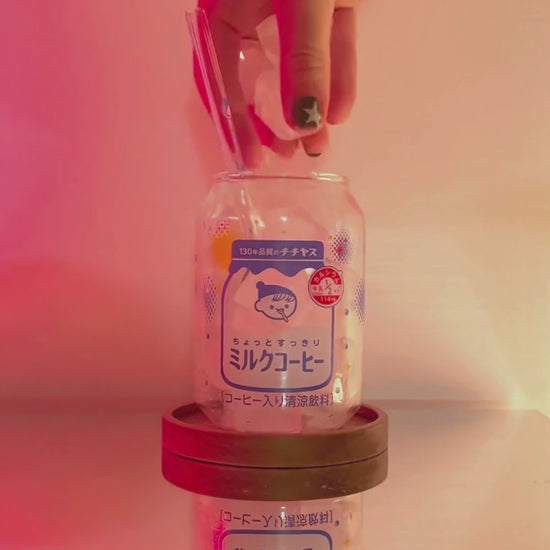 Verre Kawaii Rétro “Milk Cup” + Paille