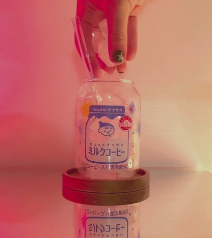 Verre Kawaii Rétro “Milk Cup” + Paille