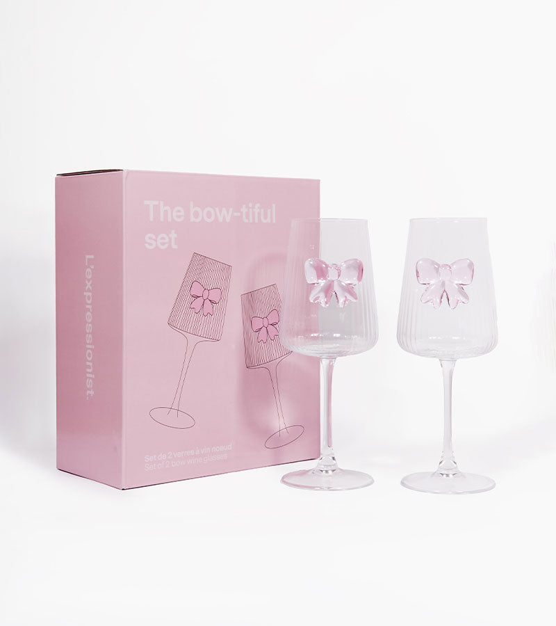 Coffret de deux verres à vin noeud