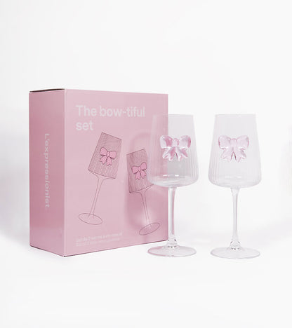 Coffret de deux verres à vin noeud