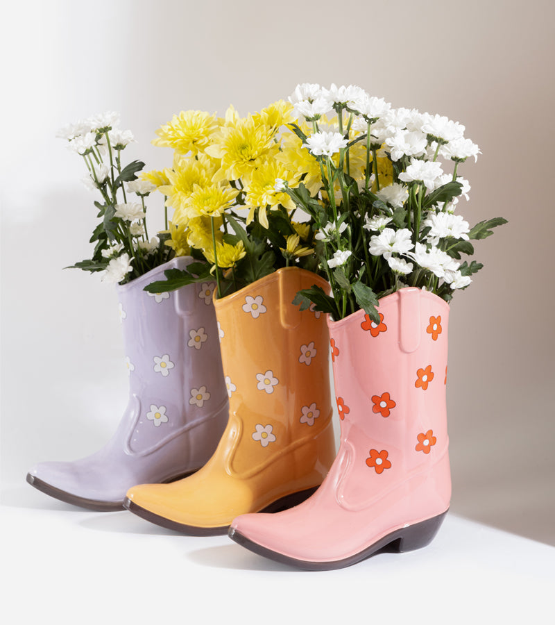 Vase boots botte cowboy pour fleurs