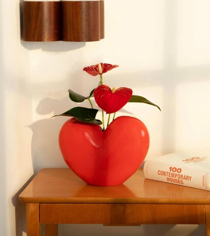 Vase coeur rouge en céramique