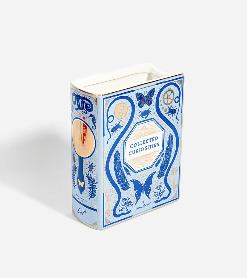 Bibliophile Vase: Collected Curiosities, Vaso In Ceramica Con Citazione, 20.6x16.6x7.8 Cm, Per Libri E Fiori - 5