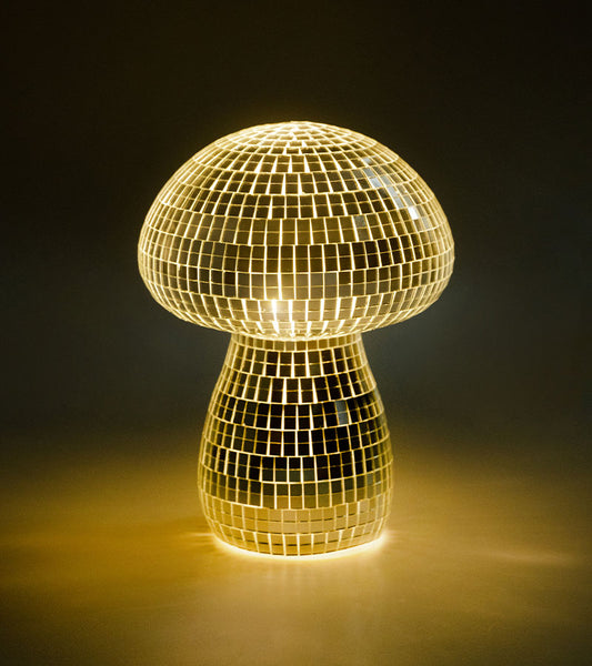 2 Pièces Boule Disco Champignon Miroir - Décoration Fête Rétro Et Paillettes
