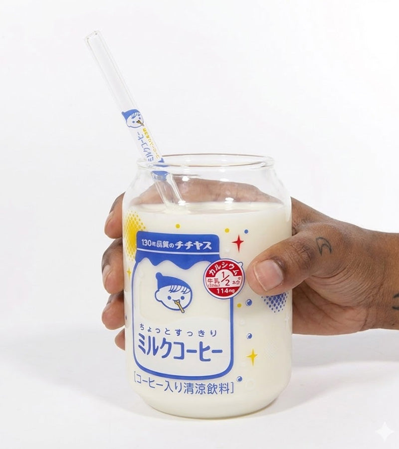 Set verre kawaii milk et paille
