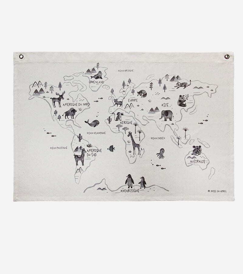 Carte du monde imprimée sur du Canevas
