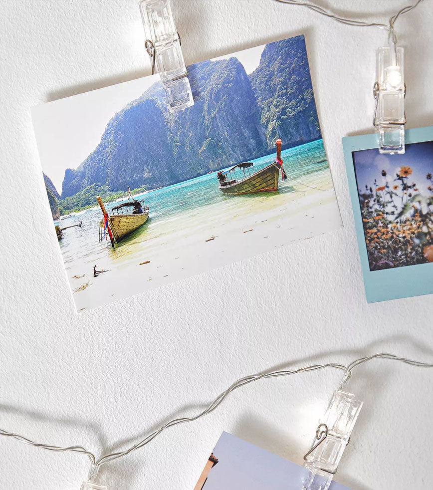 Guirlande porte-photos avec 12 pinces à LED