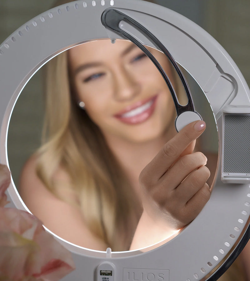 Miroir de beauté avec support iPhone et miroir - Ilios Ring