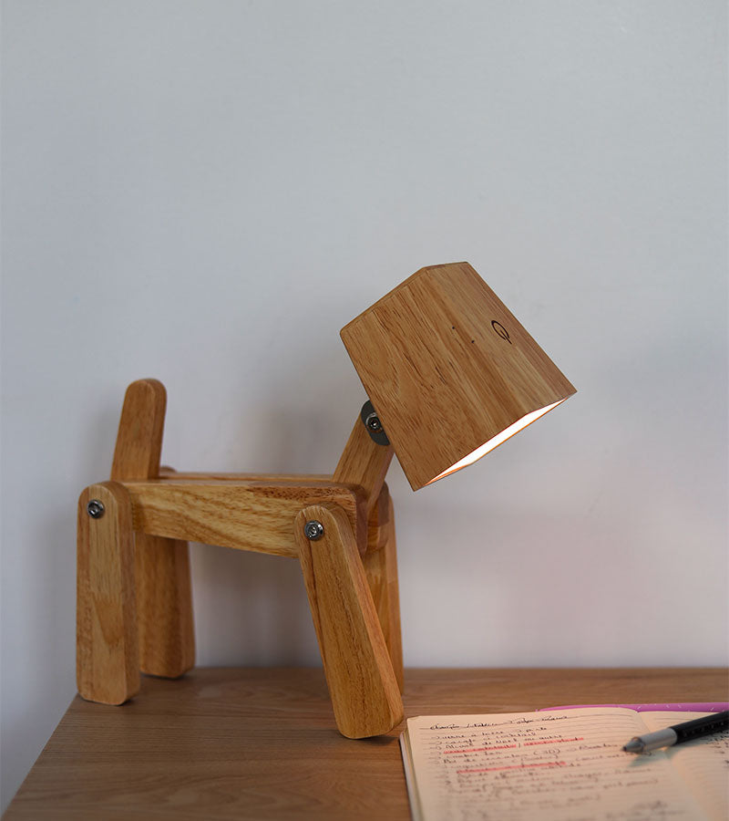 Lampe Design chien en bois